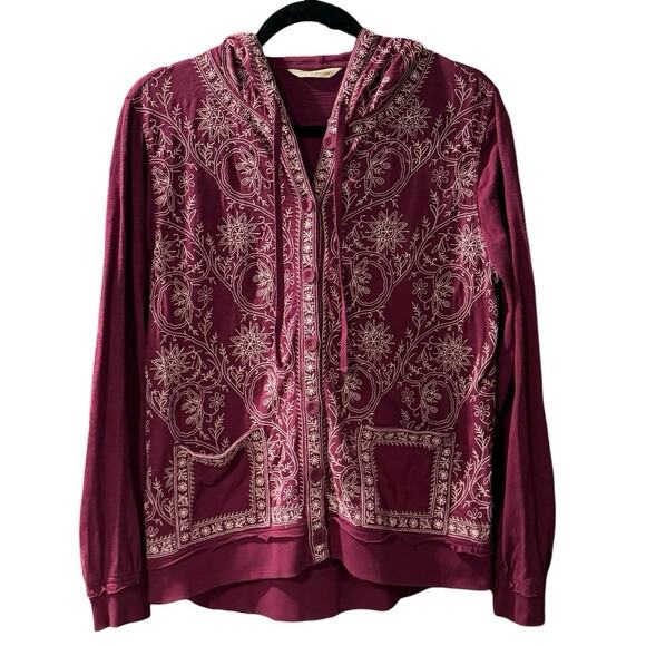 Soft Surroundings Sweaters - Soft Surroundings Hoodie Womens PXS Embroidered purple pink Top